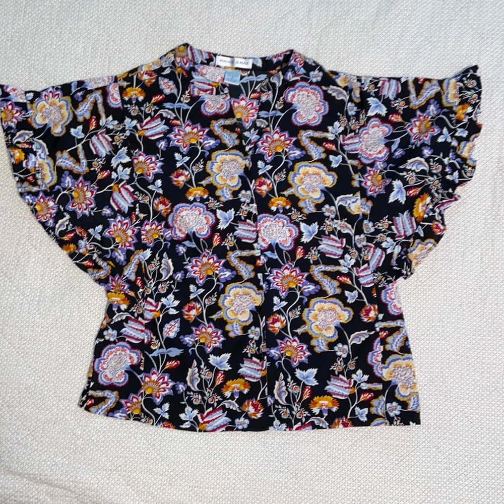 Maggie & Max Floral boho Blouse Sz M